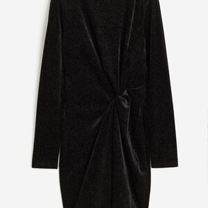 H&M Black Long-Sleeve Dress with Twist Detail